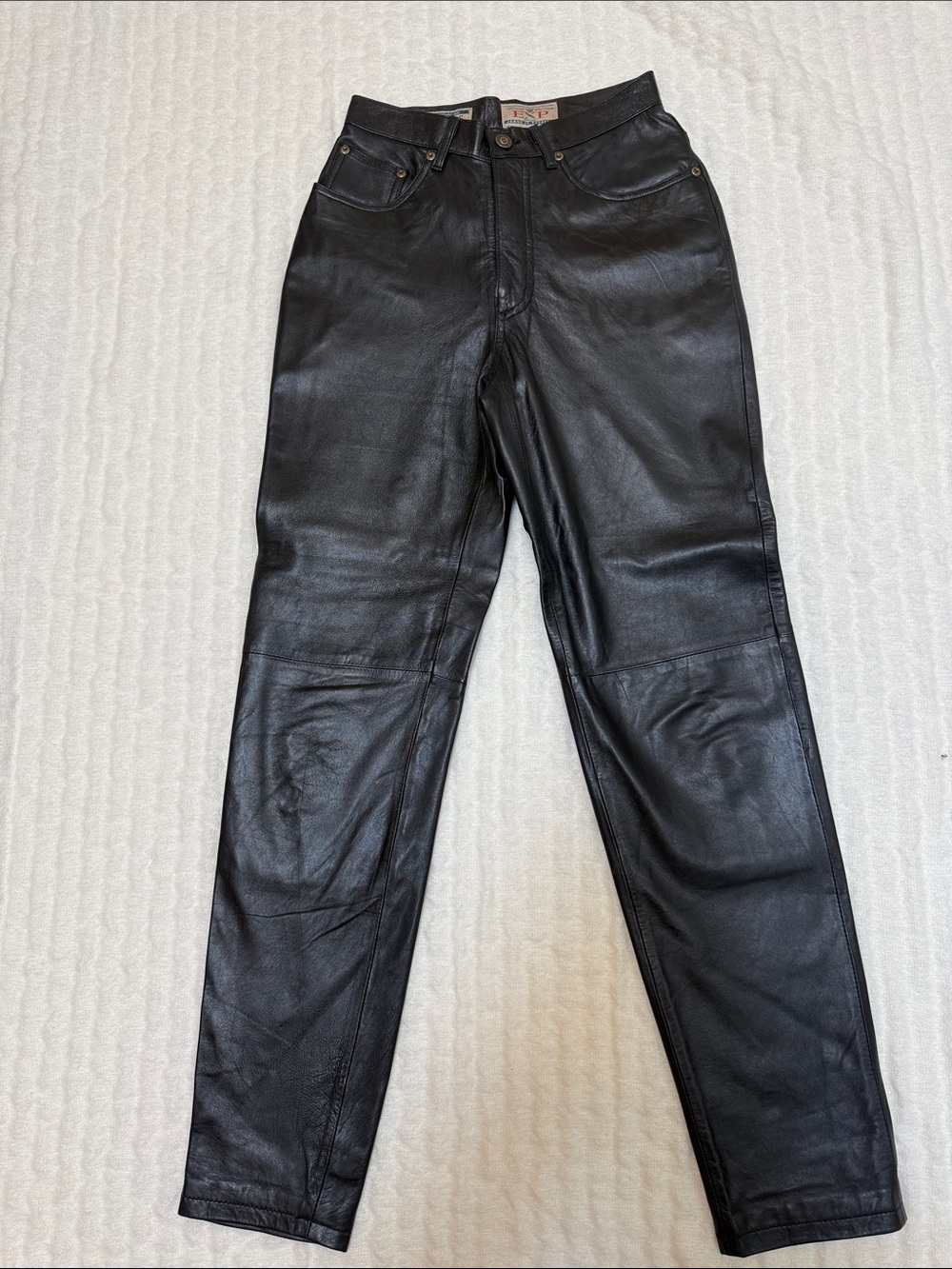 Express Black Straight-Leg Leather Jeans